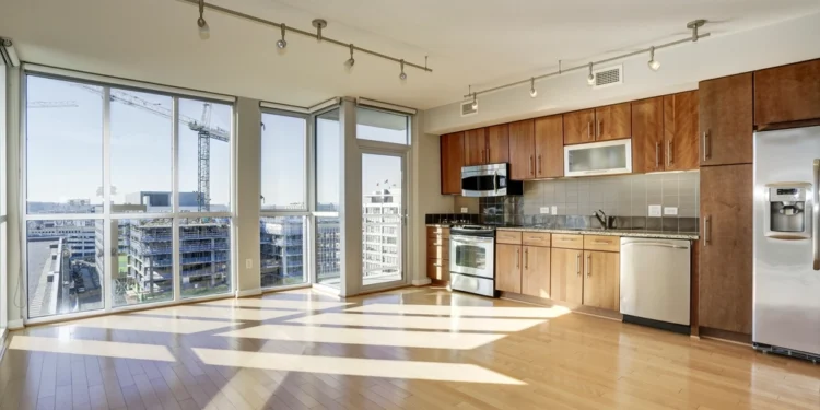 Empty apartment related to things to do before a new roommate moves in