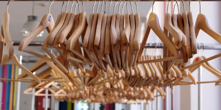 Clothing rail in a fashion brand store