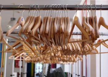 Clothing rail in a store selling comfortable undergarments and apparel