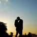 Couple in love together at sunset