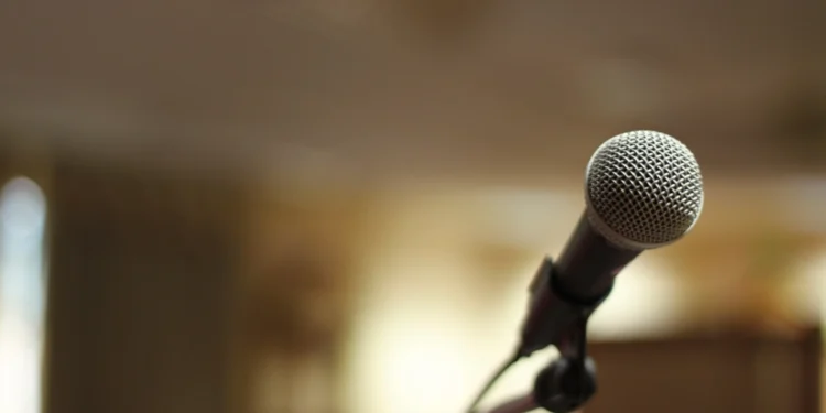Studio microphone for a Dallas hip-hop artist's recording session