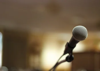 Microphone for an interview with artist Damarkus Bean (Teddy P)