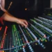 Music producer working in a studio