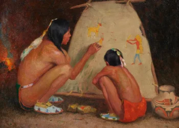 Native American scene related to shamanic beliefs and the medicine wheel