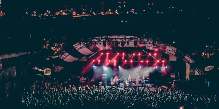 Rock band performing live on stage