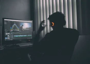 Video editor working on a project