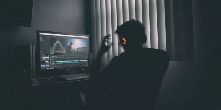 Video editor working on a project