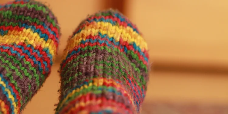 Warm knitted wool socks for extreme cold weather