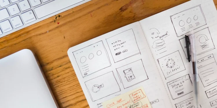 Web design desk related to choosing the perfect WordPress theme