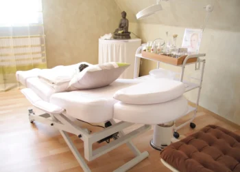 Treatment bed in a medical spa